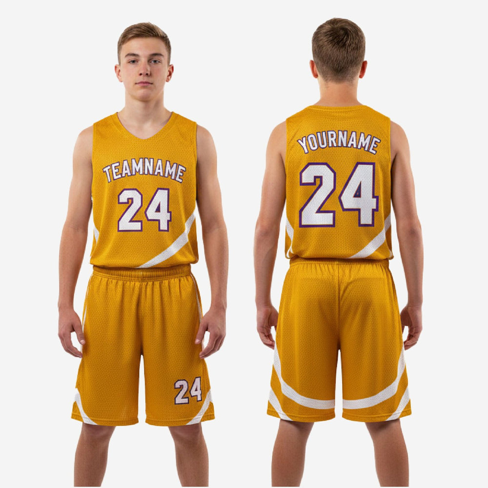 Gold Youth Basketball Uniforms - Custom Names and Numbers