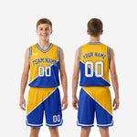 Size and specification sheet for gold youth basketball uniform set showing available youth sizes across the full roster