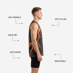 Back view of the gray and orange basketball jersey showing back number placement and full lightning sublimation across the entire panel