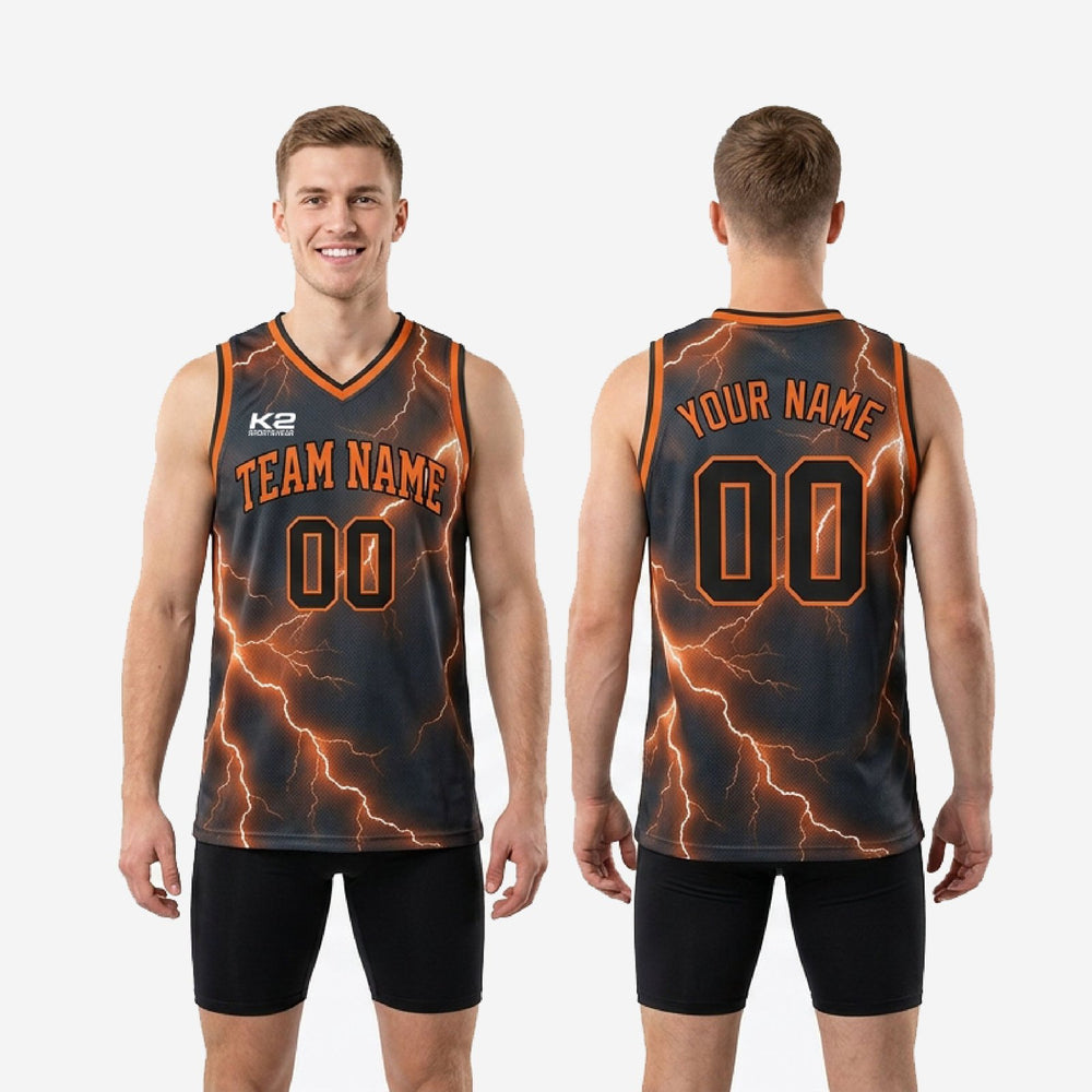 Custom Gray and Orange Basketball Jersey for Travel Teams - Lightning