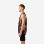Size and specification chart for the custom gray and orange basketball jersey showing youth and adult size run measurements