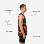 Back view of custom gray and orange basketball jersey with player name and number printed on the rear panel