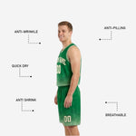 Close-up of the matching shorts showing elastic waistband drawcord and sublimated leg number on the green side