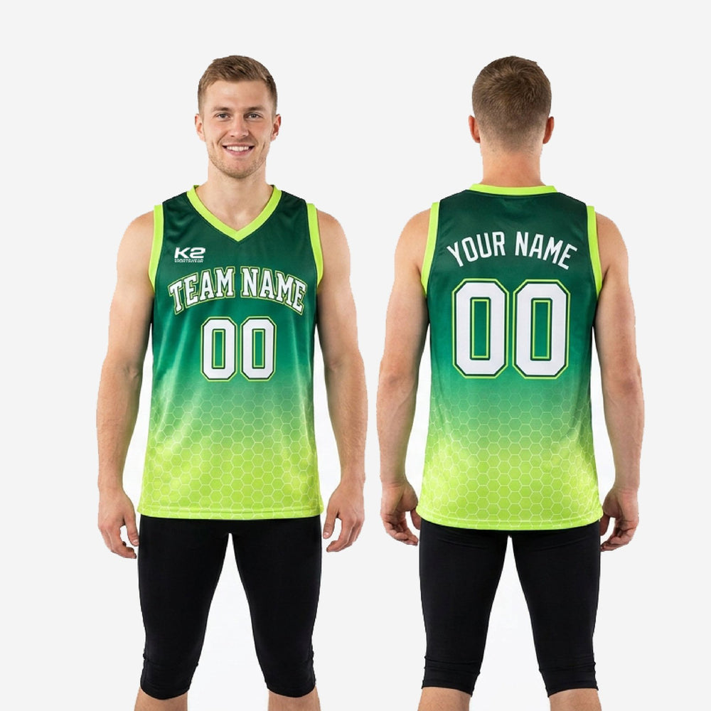 Custom Green Basketball Jersey Designs - Green, Front and Back Numbers