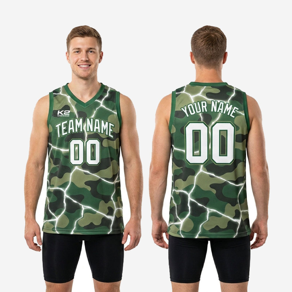 Men's Green Basketball Jersey Designs - Custom Camo Game Jersey