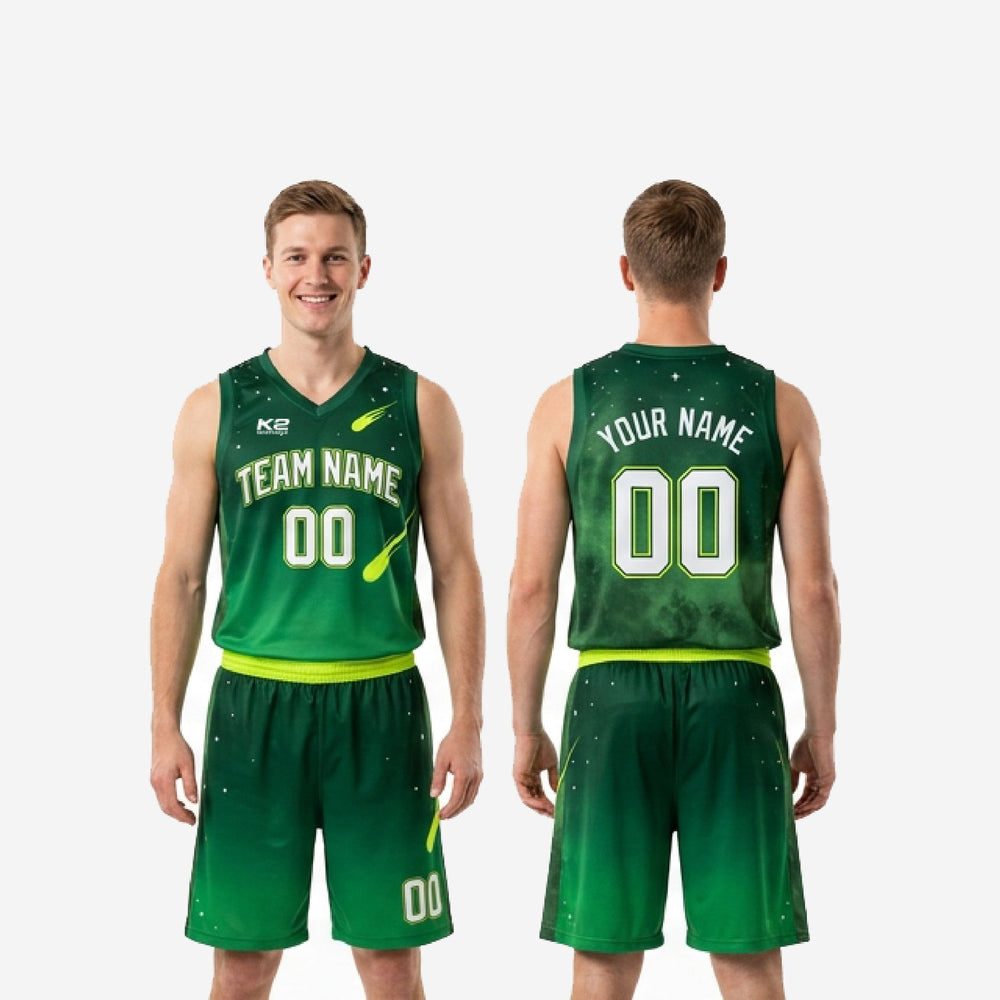 Custom Green Basketball Uniform | Names, Numbers, Your Logo