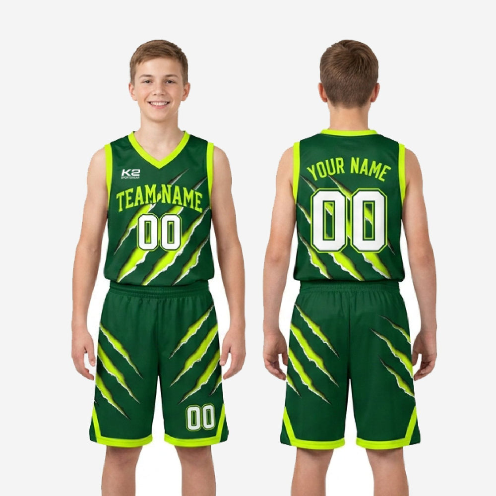Custom Green Youth Basketball Uniforms | Full Youth Size Run