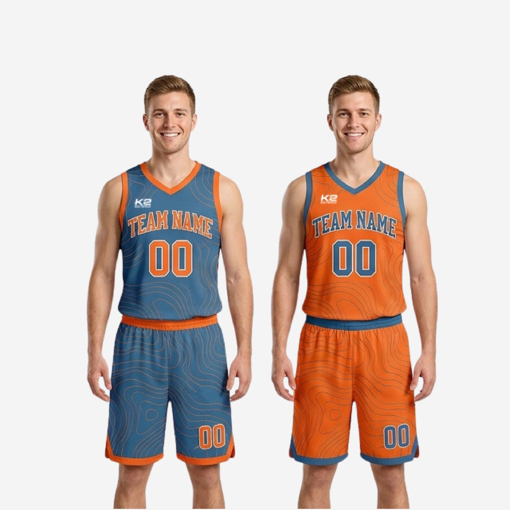 Custom Home and Away Reversible Basketball Uniforms - Blue Orange