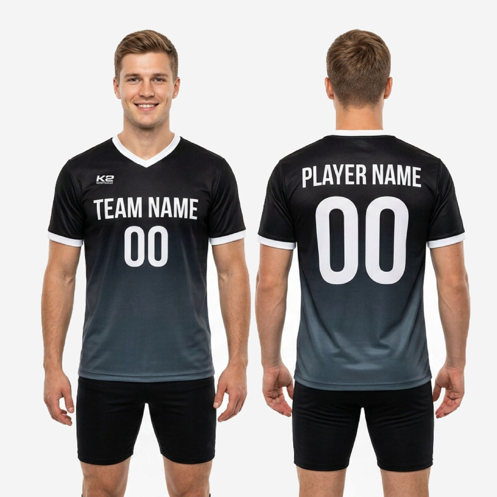 Black/Charcoal Custom Mens Soccer Training Jersey | Fade Resistant Print