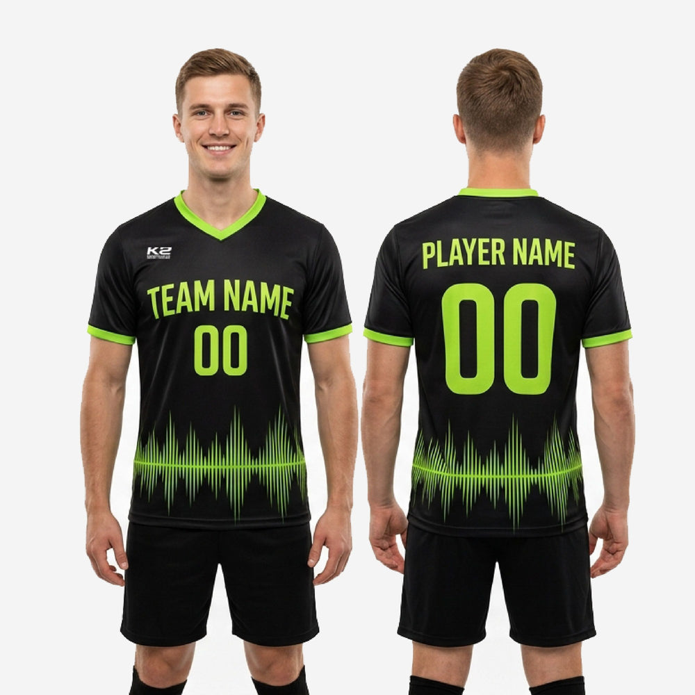 Bold Custom Black Soccer Training Jersey - Lime Green Kit
