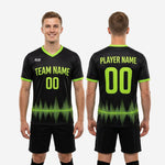 K2 Sportswear custom black and lime green soccer training jersey showing back number and name print zone