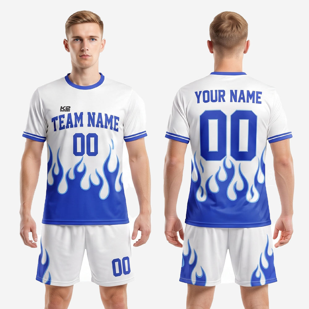 Vintage Soccer Kits | Royal Blue Flame Custom Uniform Set