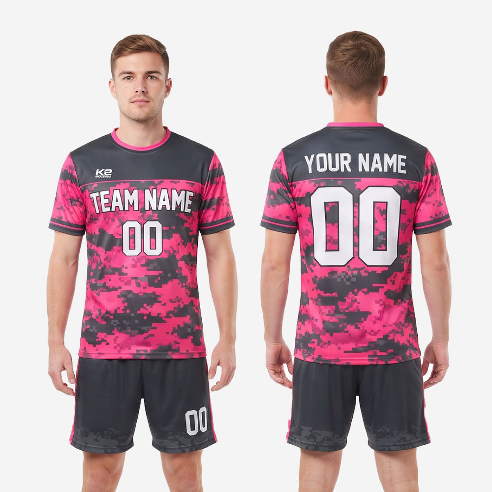 Digital Camo Soccer Uniform Kit | Hot Pink & Charcoal Custom Set