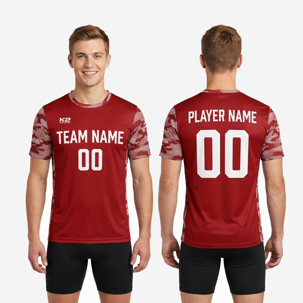 Dark Red/White Custom Camo Soccer Training Jersey | Full Sublimation