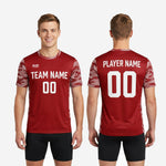 Full view of K2 Sportswear dark red camo training jersey with full-dye sublimation print