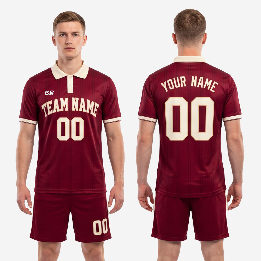 Maroon & Cream Retro Soccer Uniform | Custom Sublimated Kit