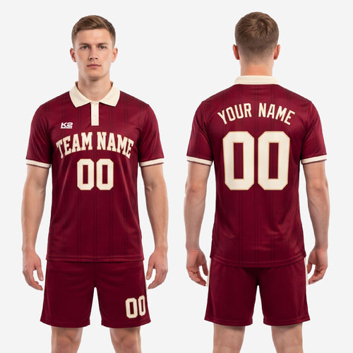 Maroon & Cream Retro Soccer Uniform | Custom Sublimated Kit