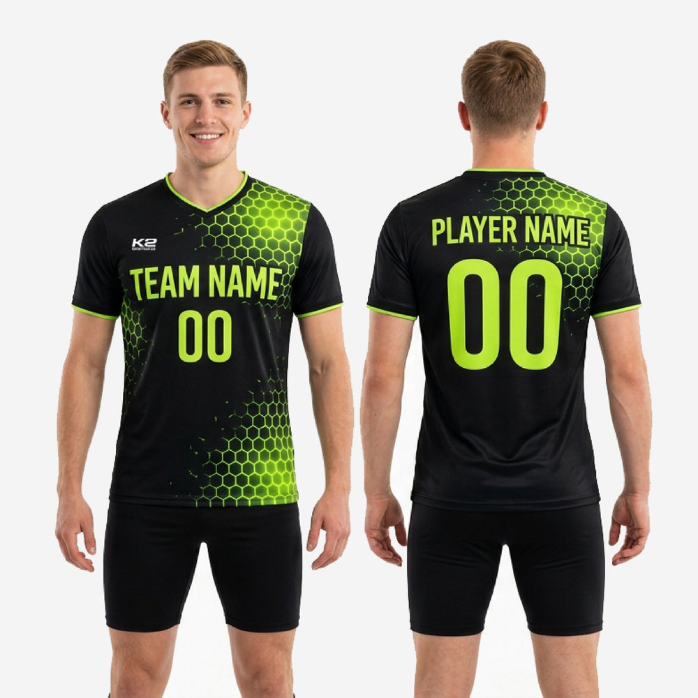 Mens Soccer Training Jersey - Custom Black Neon Green Kit