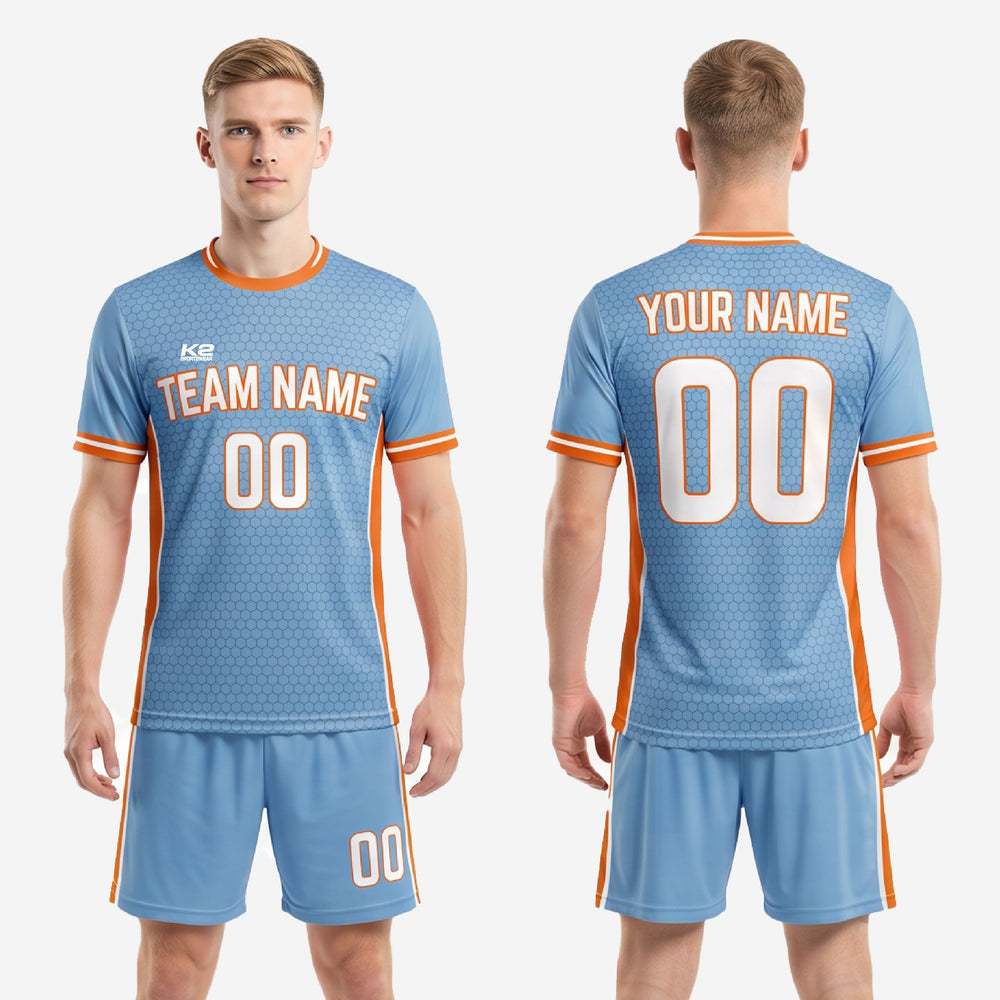 Sky Blue & Orange Soccer Uniform | Custom Sublimated Futbol Kit