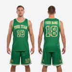 Full Kelly Green and Gold custom basketball team uniform set jersey and shorts K2 Sportswear