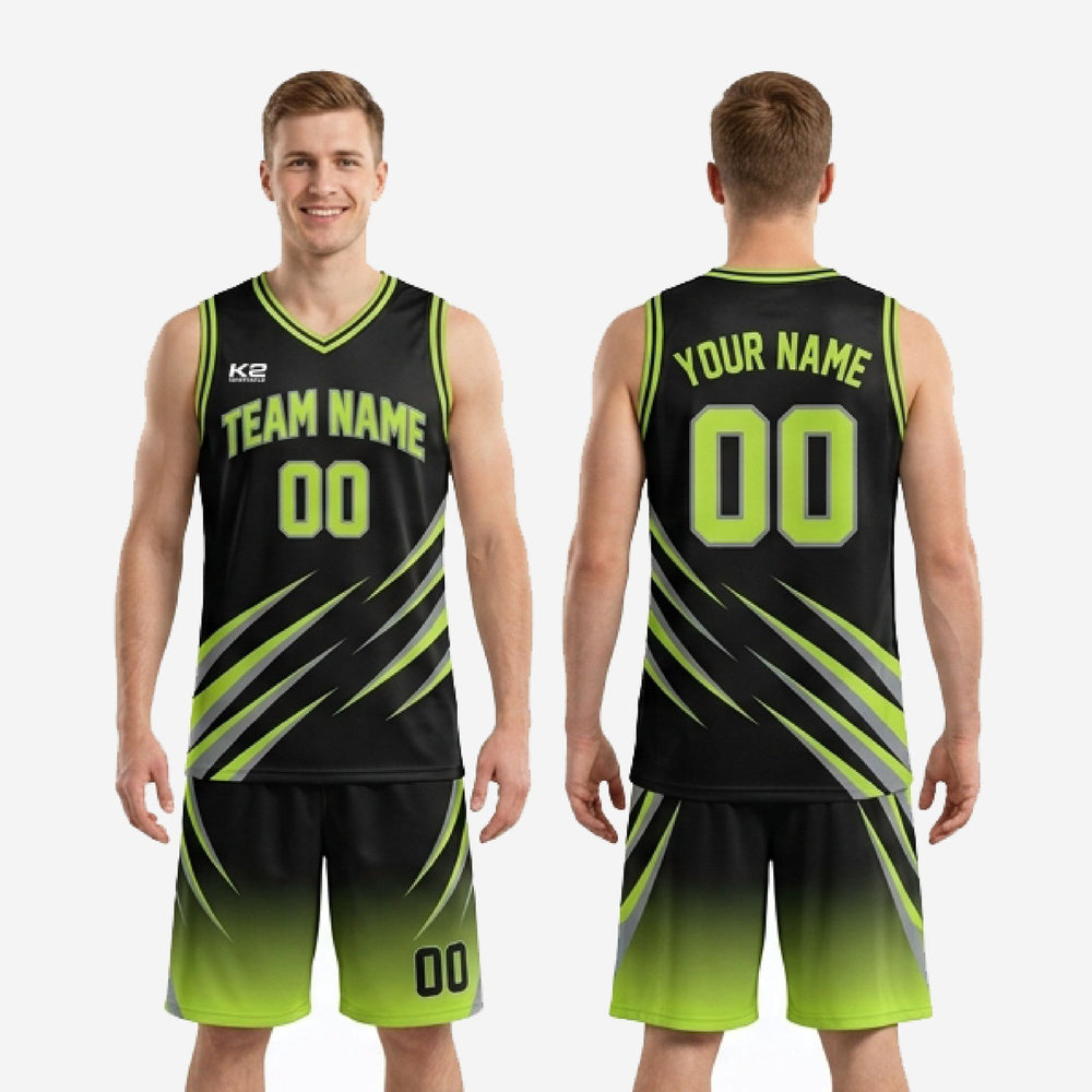 Slash Stripe Lime Green Basketball Uniforms | Custom 2-Piece Set