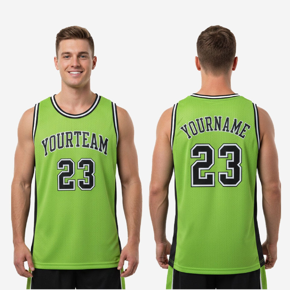 Custom Lime Green and Black Basketball Jersey for School Programs