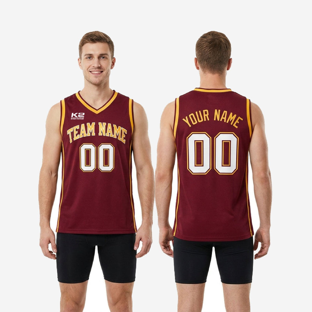 Classic Maroon and Gold Custom Basketball Jerseys - Names and Numbers