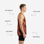 Back view of custom maroon and gold basketball jersey with back player name and number zones sublimated over a full-coverage gold lightning bolt pattern on maroon base