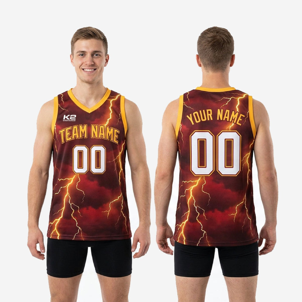 Custom Maroon and Gold Basketball Jerseys - Lightning Game Day Jersey