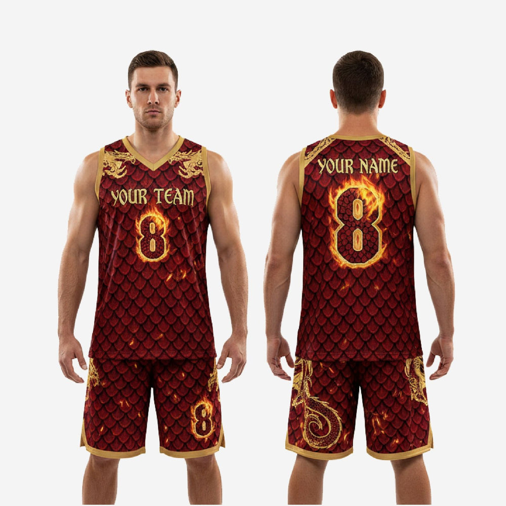 Maroon and Gold Basketball Uniforms - Custom with Player Numbers