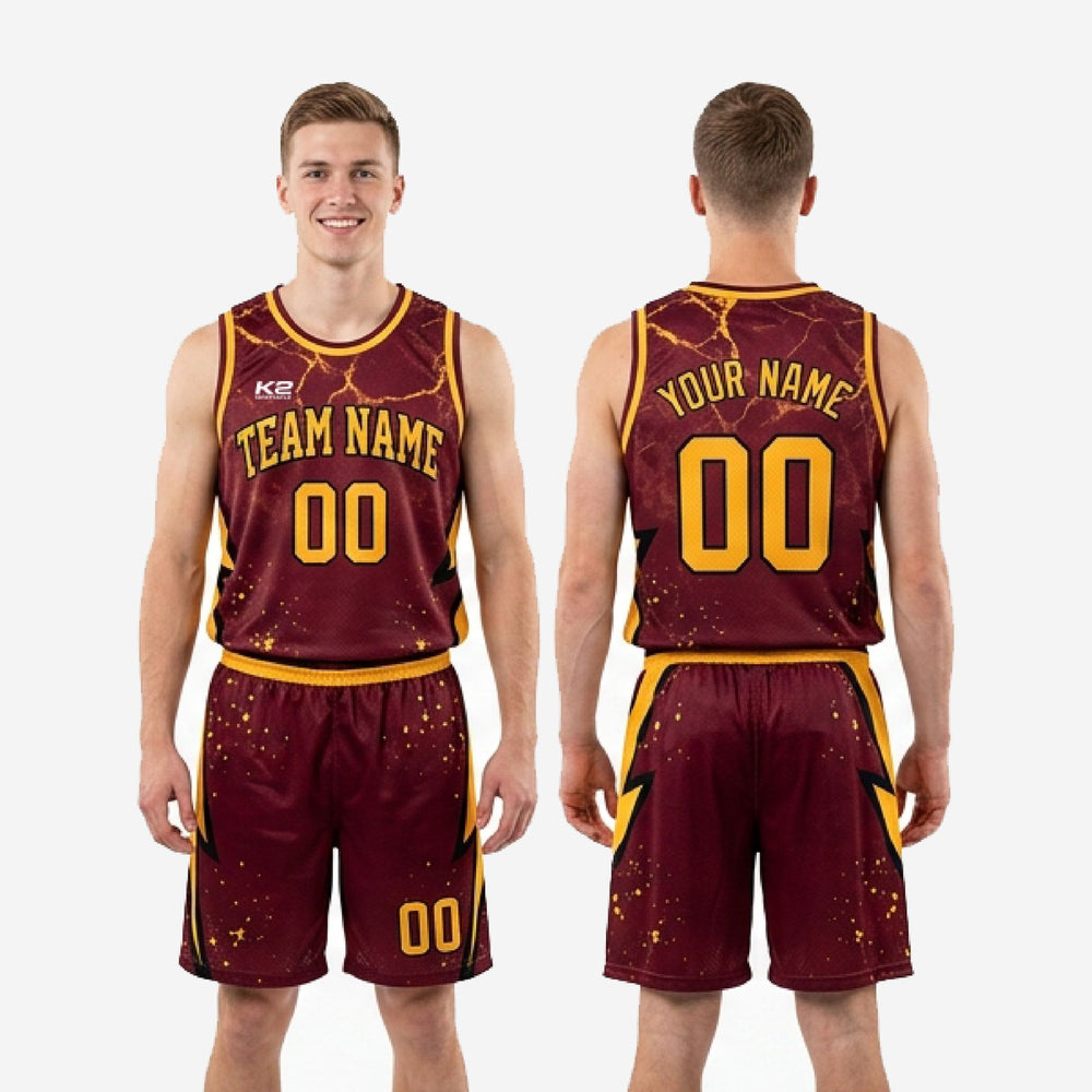 Maroon/Gold Custom Maroon and Gold Basketball Uniforms | Your Logo