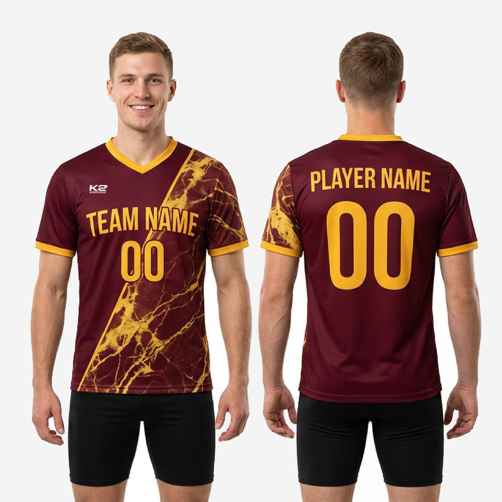 Marble Print Maroon Soccer Training Jersey, Custom Gold