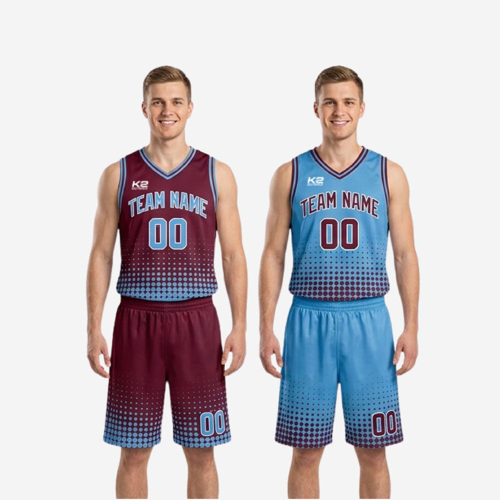Maroon Blue Colorway - Custom Reversible Basketball Uniforms