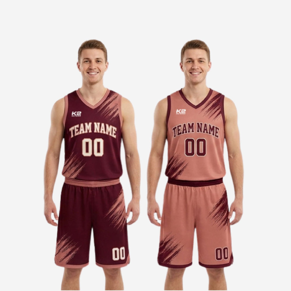 Custom Maroon Reversible Basketball Uniforms - Names and Numbers