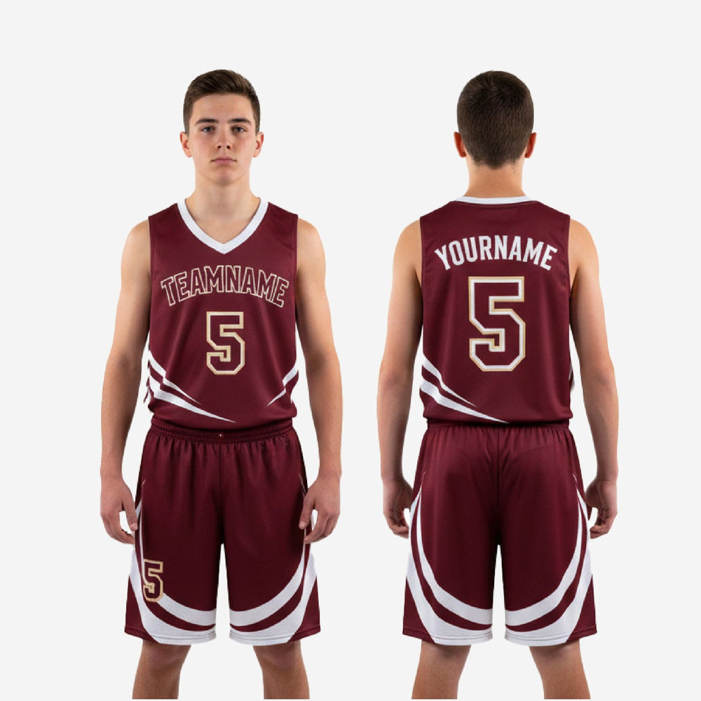 Maroon Youth Basketball Uniforms | Custom Sublimated Team Set