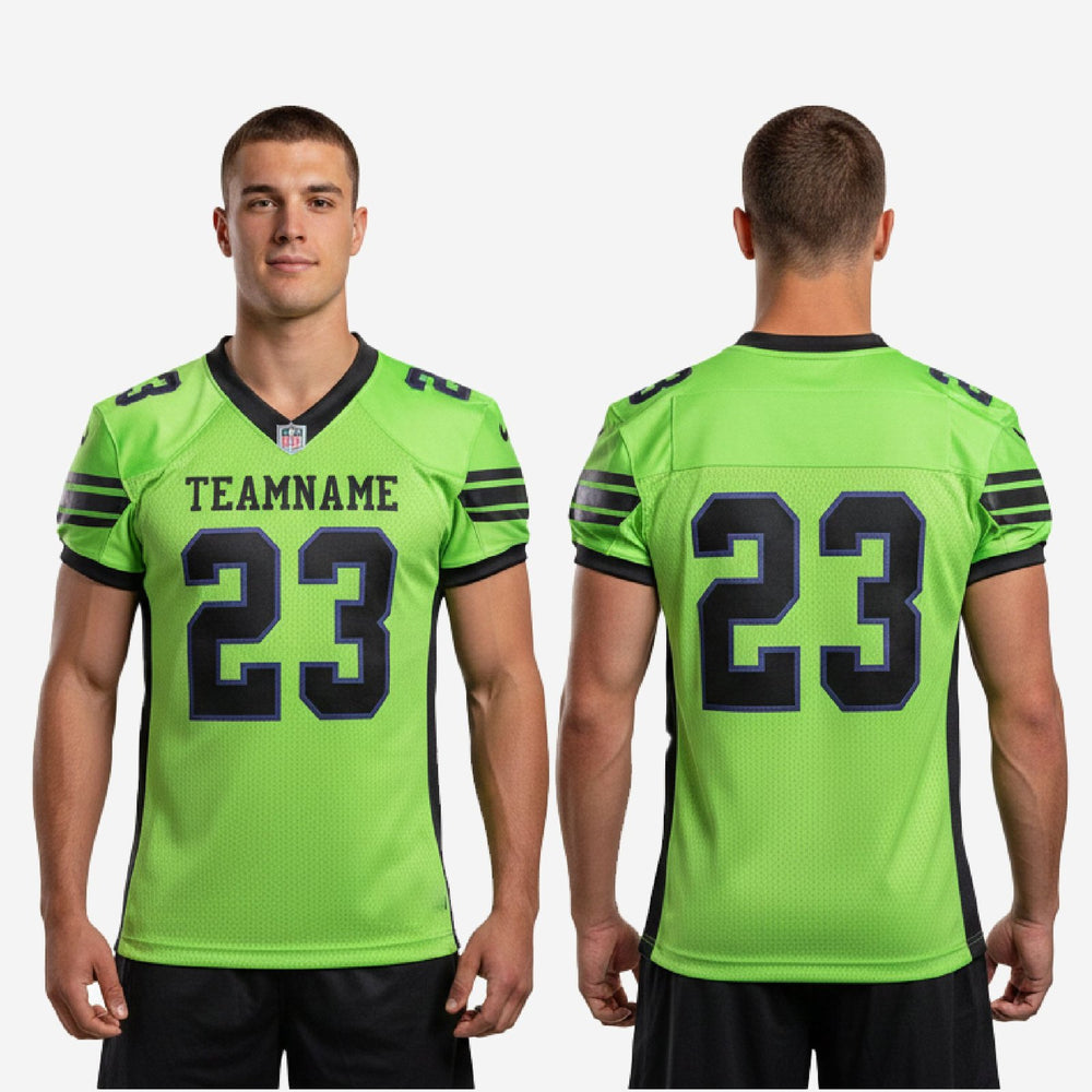 Custom Men Football Jersey - Green and Black, Front and Back Numbers