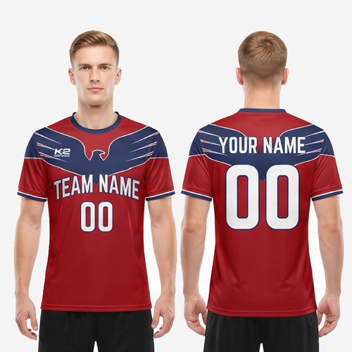 Custom Red and White Soccer Jersey Team with Name and Numbers