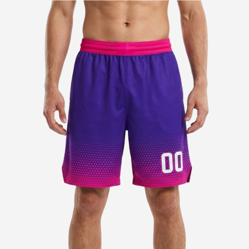 Custom Mens Basketball Shorts with Club Crest - Purple and Pink