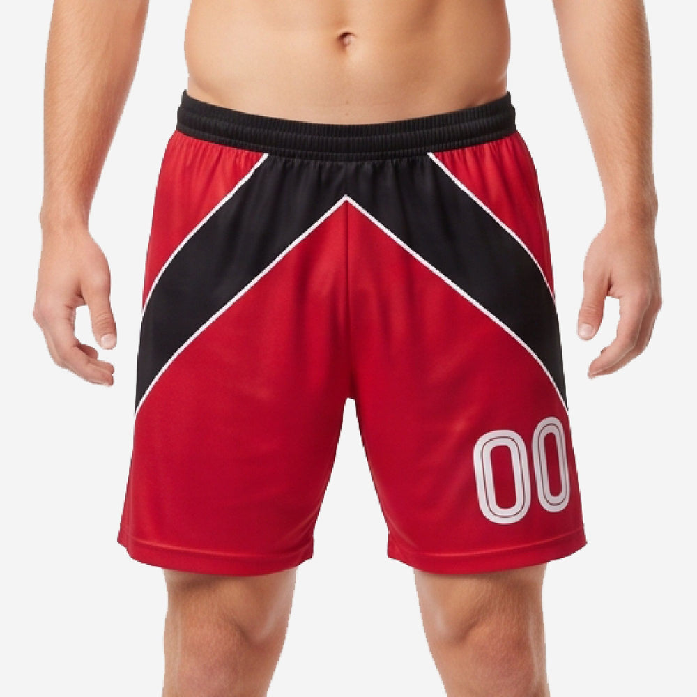 Full Print Custom Red Soccer Shorts - Red Black