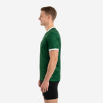 Mens custom training jersey in Forest Green with full-dye sublimated topographic pattern, right side view