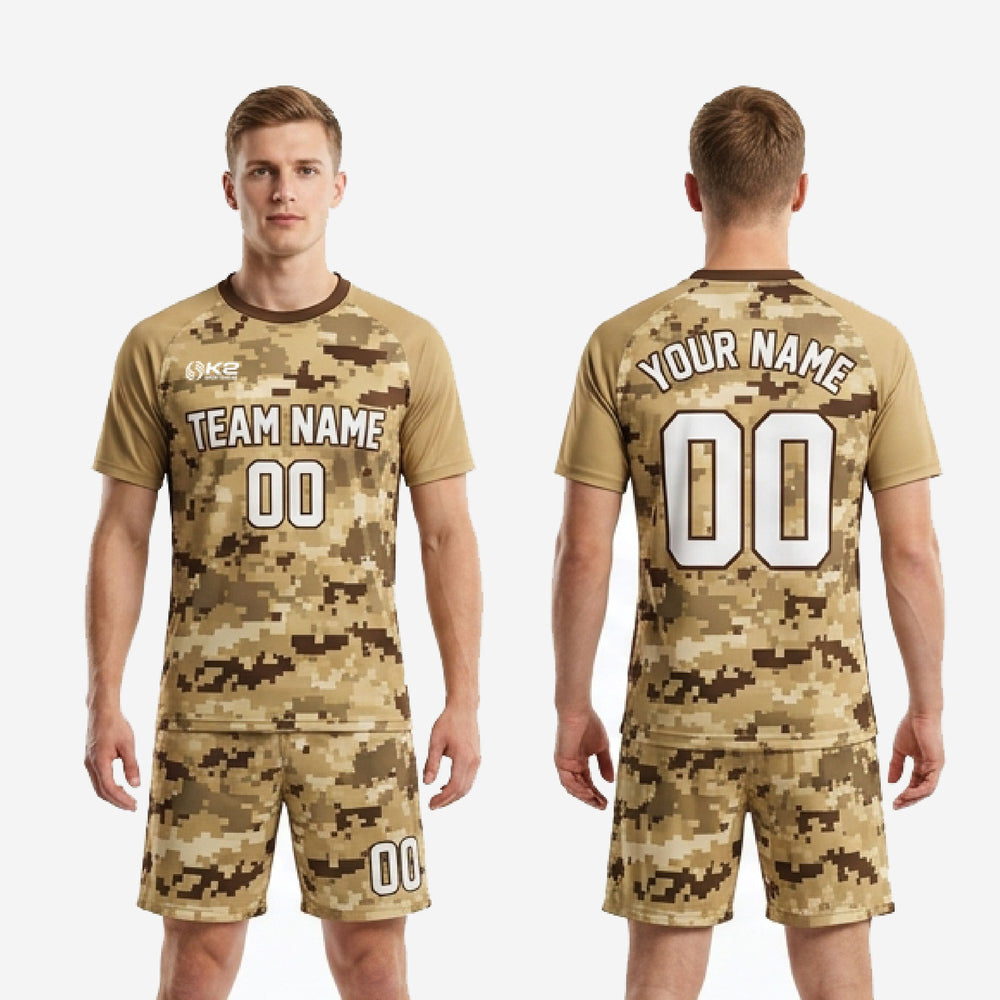 Mens Digital Camo Custom Order Soccer Uniforms - Sand