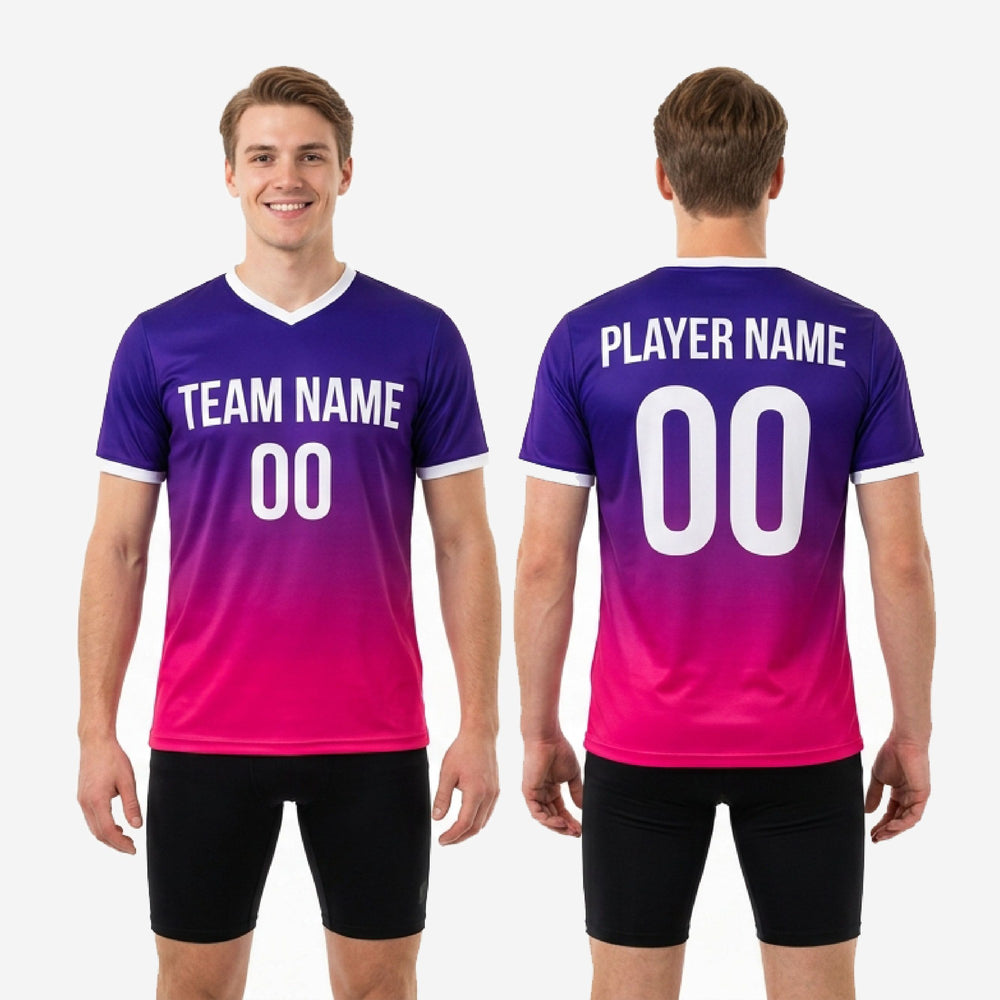 Mens Gradient Custom Pink Soccer Training Jersey - Purple