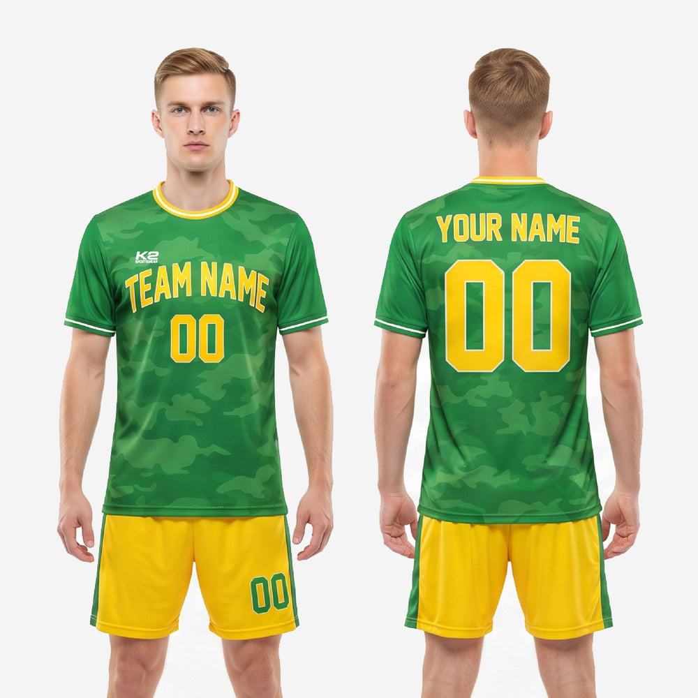 Mens Green Soccer Uniforms - Custom Camo Kelly Green Kit