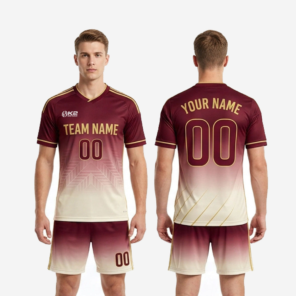 Men's Soccer Team Uniforms - Custom Maroon with Player Numbers