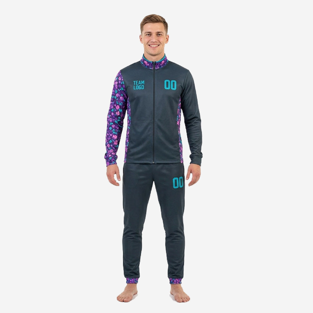 Mens Multicolor Custom Soccer Tracksuit Design - Charcoal