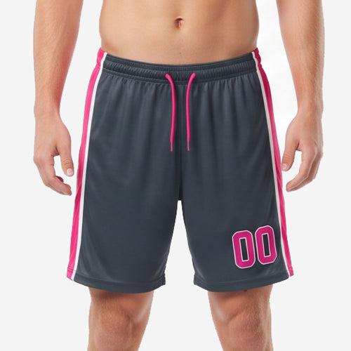Mens Pink Soccer Shorts - Custom Charcoal, Full Sublimation