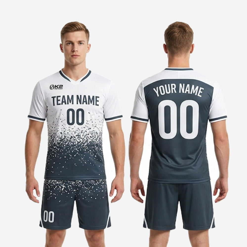 Mens Soccer Uniforms - Custom White and Charcoal Kit