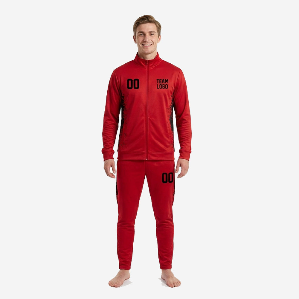 Mens Splash Custom Red Soccer Tracksuit - Jet Black