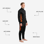 Custom printed track pants in jet black with Athletic Orange tiger camo side panels and sublimated player number on outer thigh