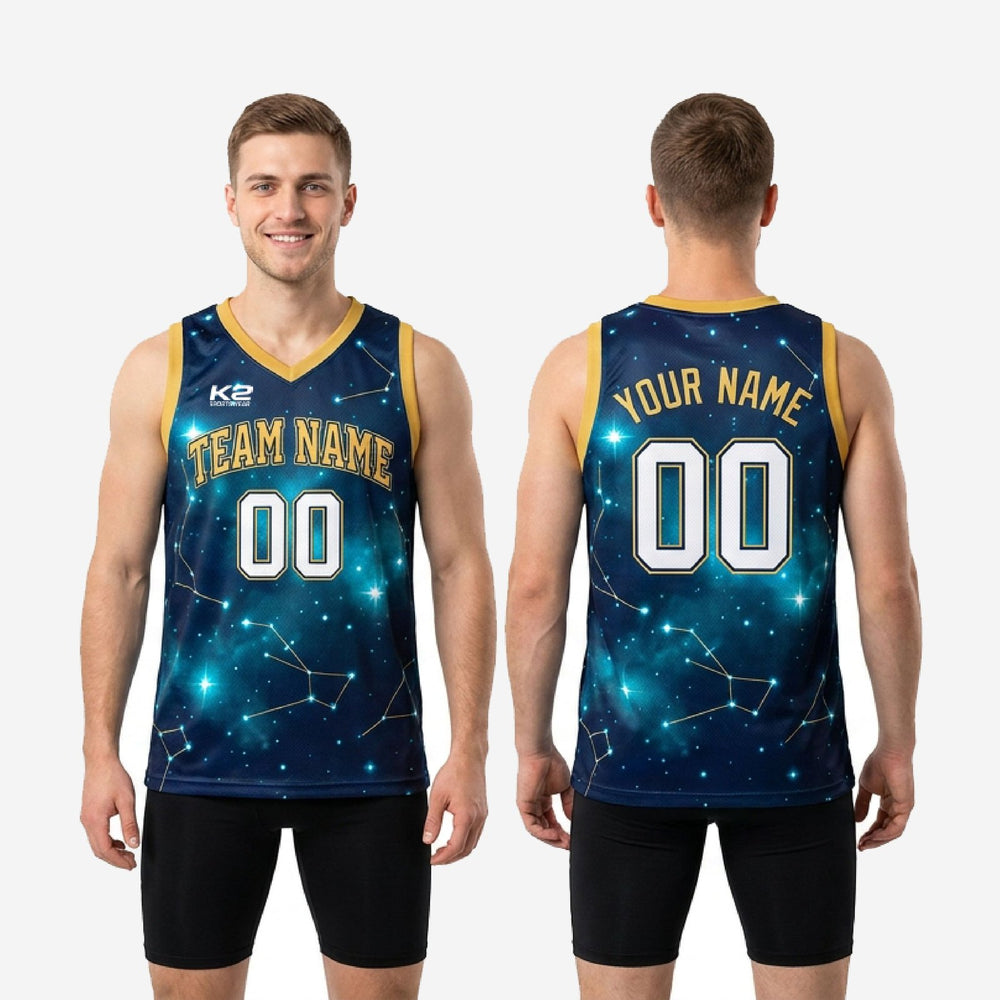 Galaxy Navy and Gold Custom Basketball Jerseys - Your Logo